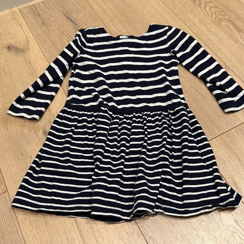 GAP Navy and White Striped Cotton Fit-and-Flare Dress